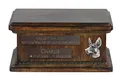 Art-Dog Custom Low Memorial Urne - Handgemachte Bronze Porträt auf Birke Basis - Personalisierte Hund Kremation Box - Langlebige Vessel - 8,3x11,4x4,3" - Podenco Ibicenco