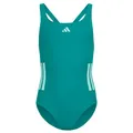 adidas Mädchen 3-Stripes C-Back Swimsuit Kids Swimwear, Equipment Green/Clear Mint, 7-8 Years