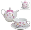 matches21 HOME & HOBBY Teekanne Tea for One Tee Set Herzen rosa gold, 0.6 l, (1-St)
