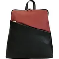 C1072 Cinino Lederrucksack Schwarz/Rot - Rot