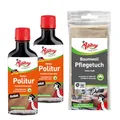 POLIBOY fixneu Politur dunkel - Möbelpolitur für dunkle lackierte Hölzer - farbauffrischende Holzpolitur - 2x 100ml - Mit Baumwolltuch - Made in Germany