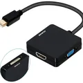 Mini DisplayPort auf HDMI VGA DVI Adapter 3-in-1 für Surface MacBook PC schwarz