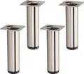 4 Stück Möbelfüße BRAVO Höhe 150 mm (+ 10 mm) Ø 40 mm Edelstahloptik höhenverstellbare Schrankbeine aus Stahl belastbar bis 50 kg pro Stützfuß SOTECH