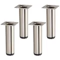 SOTECH 4 Stück Möbelfüße Bravo Höhe 150 mm (+ 10 mm) Ø 40 mm Edelstahloptik höhenverstellbare Schrankbeine aus Stahl belastbar bis 50 kg pro Stützfuß