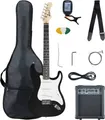 Top Schwarzes E-Gitarre Einsteiger Set mit Stimmgerät, Gigbag, Tragetasche & Amp