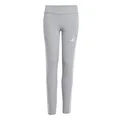 adidas Girl's ESSENTIALS 3 STRIPES LEGGINGS, medium grey heather/white, 7-8 Years