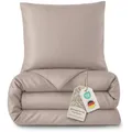 LAYNENBURG Premium Lyocell Bettwäsche in 135x200 + Kissenbezug 80x80 cm - 100% Lyocell Tencel aus u.a Eukalyptus – Oeko-TEX 100 - kühlende Sommer-Bettwäsche mit Reißverschluss (Taupe)