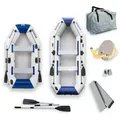 HOME DELUXE Schlauchboot PIKE Sport, (Set, -, Motor, zwei Paddel, Reparatur Kit, Transporttasche und Luftpumpe), PVC, 3 lagig Konstruktion, extra stark, mit Motor blau|weiß 136 cm x 330.00 cm
