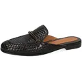 Melvin & Hamilton Scarlett 77 Leder-Geflochtene Schuhe für Damen Pantolette Flache Absätze, Echtes Leder, Vegetabile Gerbung, Von Hand geflochten schwarz 38 EU