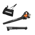 WORX WG583E.9 Akku-Laubbläser/Laubsauger 40V(2x20V), 2 in 1 zum Laub Zusammenkehren & Aufsaugen, max. 575 m³/h Blasleistung, 335km/h Luftstromgeschwindigkeit, 35L Fangsack (ohne Akku und Ladegerät)