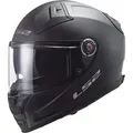 LS2 Motorradhelm FF811 Vector II Solid Helm, vorbereitet für Kommunikationssystem,Notfallsystem-Polsterung (EQ schwarz M (57/58)