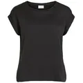 Vila T-Shirt Satin Blusen Kurzarm Basic Glänzend VIELLETTE VIELLETTE S/S SATIN TOP/SU - NOOS schwarz L (40)