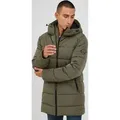 INDICODE IDHersh Steppjacke Herren Parka Winterjacke Steppparka gefüttert mit Kapuze - Grün - L