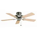 Flacher Deckenventilator mit Zugschalter Mayfair Ahorn & Edelstahl 107 cm