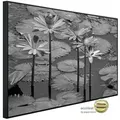 Papermoon Infrarotheizung INFRAROT-BILD-HEIZUNG, Seerosen, Teich, Blüten, Blätter Schwarz & Weiß, TÜV-Rheinland/GS zertifiziert, angenehme Strahlungswärme 120 cm x 90 cm x 3 cm