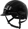 Covalliero Reithelm Elite, Damen Reithelm, Optimale Belüftung, Kunstlederriemen, Herausnehmbares Innenfutter, ABS Hartschale, lackschwarz, S/53-55cm
