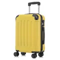 Koffer Trolley Reisekoffer Suitcase, Rollkoffer Handgepäck ,mit 4 Rollen360°, Hartschalenreisekoffer, Zahlenschloss, Weicher Gummigriff(XL,Gelb)