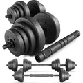 TREX SPORT Hantelset Kurzhanteln 2er Set 2x20kg | 40kg Dumbbell Hanteln Set, Kurzhantel Set mit Verbindungsrohr, Langhantel mit rutschfeste Griffe - Schwarz