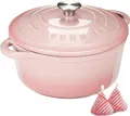Overmont 26 cm Gusseisentopf 5,5 L emailliert Pastellrosa – Dutch Oven