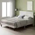 Zinus Polsterbett Piper - Bett 140x200 cm - Bettrahmen mit Kopfteil - Bettgestell mit Lattenrost - Doppelbett - Wollweiß - Weiß