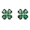 Swarovski Idyllia Ohrstecker, Grüne und Vergoldete Ohrringe mit Glücksklee-Motiv aus Strahlenden Swarovski Kristallen