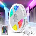 B.K.Licht - LED Strip 5m mit Fernbedienung, buntes RGB Licht, dimmbar, Farbwechsel, LED Streifen, Leiste, Zimmer deko, Gaming Deko, Band, Lichtleiste, Lichtschlauch, 500 x 1 x 3 cm, Weiß