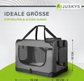 Juskys Hundetransportbox Lassie L (grau) faltbar - 50 x 70 x 52 cm - Reisebox mit Decke, Tasche & Griffen – Stoff Transportbox für Hunde