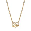 PANDORA Moments Funkelnde Unendlichkeits-Herz Collier-Halskette aus Sterling Silber mit vergoldeter Metalllegierung und Zirkonia Steinen, Größe 50cm, 362666C01-50