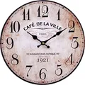 LB H&F Vintage Wanduhr lautlos ohne tickgeräusche Küchenuhr Lilienburg antik Shabby Chic Design Wand Cafe mit lautlosem Uhrwerk - KEIN Ticken