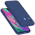 Cadorabo Hülle kompatibel mit Samsung Galaxy A40 Hülle Silikon Handyhülle für Galaxy A40 Case aus flüssigem Silikon- Kratzfeste und stoßfeste dünne TPU Schutzhülle - Liquid BLAU