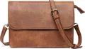 Braune Umhängetasche Damen Crossbody Retro mit Kartenfächern