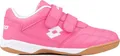 Lotto Pacer B24110 rosa-weiße Hallenschuhe mit Klettverschluss, niedrig geschnitten