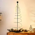Spiral Weihnachtsbaum mit 47 LED aus Metall in schwarz mit Timer - 80 cm - Lichterbaum mit Stern Spitze warm weiß beleuchtet Batterie betrieben - Weihnachten Advent Deko Beleuchtung