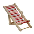 Melody Jane Puppenhaus Miniatur Holz Rosa und Rot Streifen Klappbarer Liegestuhl