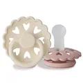 FRIGG Fairytale Schnuller 2 Packung | Silikon Schnuller | BPA-Frei | Hergestellt in Dänemark | Symmetrischer Sauger in Kirschform| (Cream/Blush, Größe 2 (6-18 Monate))
