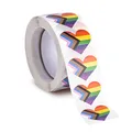 Progress Herz-Aufkleber für LGBTQ Pride Parades and Events Regenbogenflagge herzförmige Aufkleber auf einer Rolle