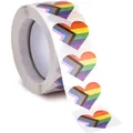 Herz Aufkleber LGBTQ Pride Regenbogen Herzform Rolle 22x25mm 500 Stück