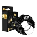 Bellody® Scrunchies Samt – Samtig weich, starker Halt, Velvet Look, exklusive Farben (1 Stück -Seide Schwarz)