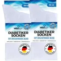 MEDOLY Diabetikersocken mit 97% Baumwolle, ohne Bund (6 Paar) ohne störende Naht weiß 35/38