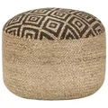 vidaXL Handgefertigter Sitzpuff Schwarz 45 x 30 cm Jute