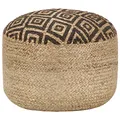 vidaXL Sitzpuff Pouf Puff Sitzpouf Sitzkissen Sitzhocker Fußhocker Hocker Fußbank Ottoman Fußbank Fußschemel Handgefertigt Schwarz 45x30cm Jute