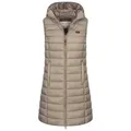 Geographical Norway Steppweste Damen Steppweste Kapuze Übergangs Frühlings Windbreaker Lang Weste beige S (36)