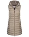 Geographical Norway Damen Stepp weste Kapuze Übergangs Herbst Winter Windbreaker Lang, Farbe:Beige, Größe:S (36)