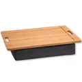 Kesper Knietablett Bambus mit Textilunterlage Braun Grau 45x31x8 cm