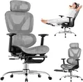 Bürostuhl Ergonomisch, Schreibtischstuhl mit Fußstütze, 90120° Verstellbare R...