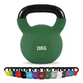 Kettlebell Neopren 2 – 30 kg inkl. Übungsposter Kugelhantel (28 kg - Olivgrün)