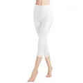 Libella Damen Leggings 3/4 Hose mit Spitze aus Baumwolle Capri-Hose mit Hohe Taille bunt Slim Fitnesshose Weiß XXL 4166