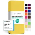 Jacobson Spannbettlaken aus 100% Baumwolle, Jersey Bettlaken 160 g/m2, Spannbetttuch mit Gummizug, OEKO-TEX®, pflegeleicht, viele Farben gelb 140 - 160 cm x 200 cm