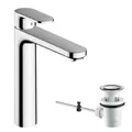 hansgrohe Vernis Blend - Waschtischarmatur mit Zugstangen-Ablauf, Wasserhahn Bad mit Auslauf Höhe 190 mm, Mischbatterie Waschbecken wassersparend (EcoSmart), Chrom, 71552000