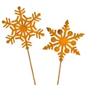 2er Set kleine Schneeflocke Gartenstecker für Draußen